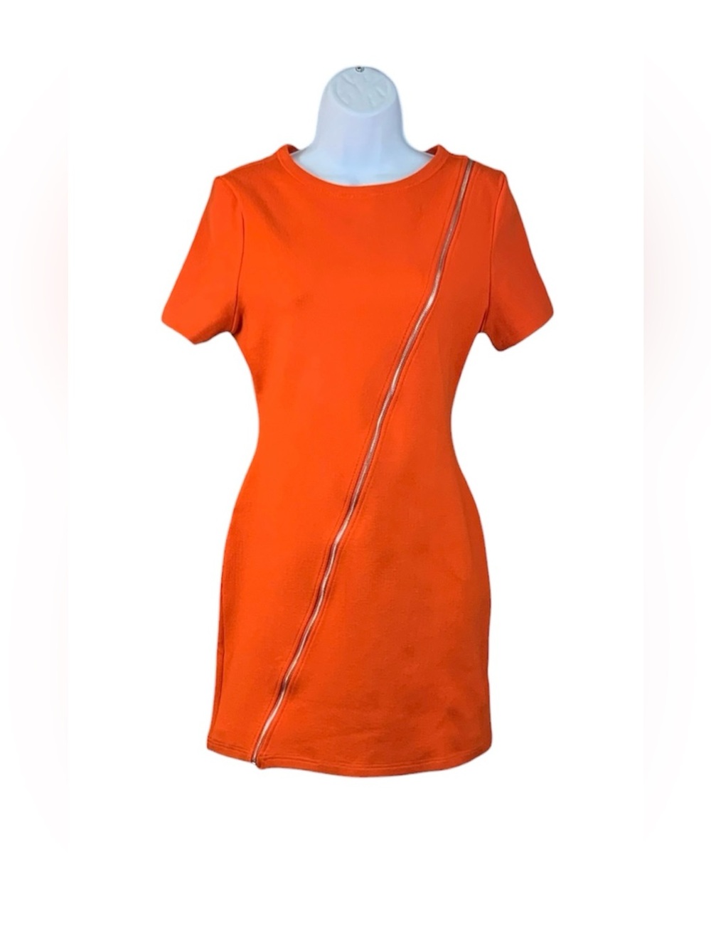 StraitLaced Davos Orange Zipper Mini Dress